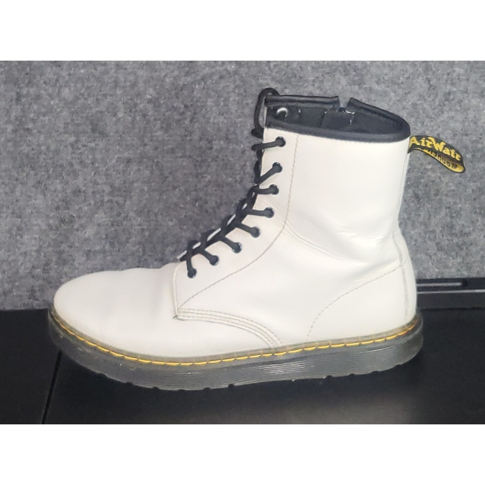 Dr. Martens Zavala White Leather Ankle Boots Side Zip Women's Size US 6 School